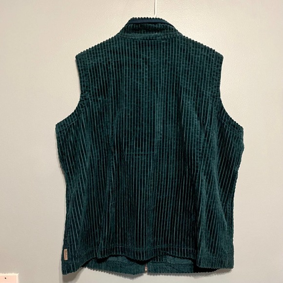 Woolrich Women's 2XL Ribbed Full Zip Sweater Vest Cotton Green Pockets Corduroy - Picture 3 of 9